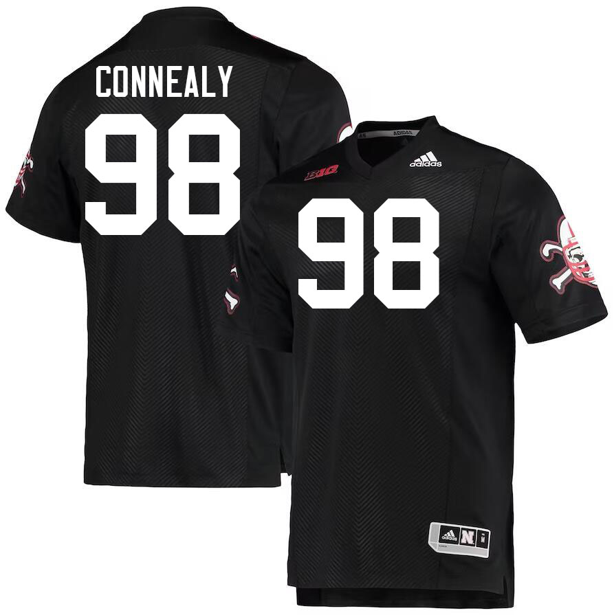 Men #98 Conor Connealy Nebraska Cornhuskers College Football Jerseys Stitched Sale-Black